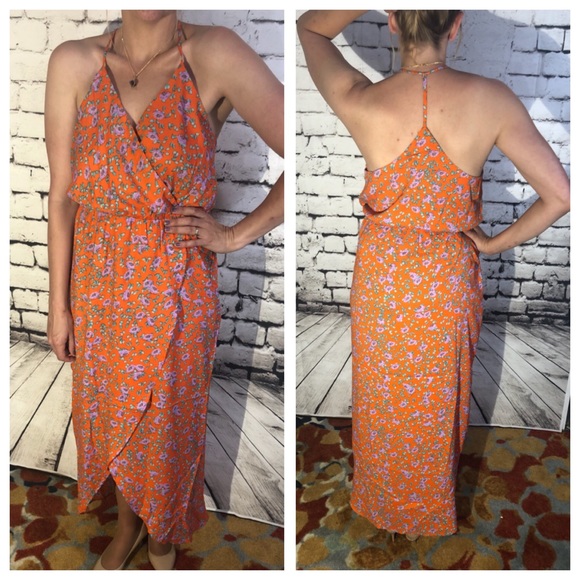 🆑CLOSING🆑Floral Dress Orange Purple - Picture 6 of 7